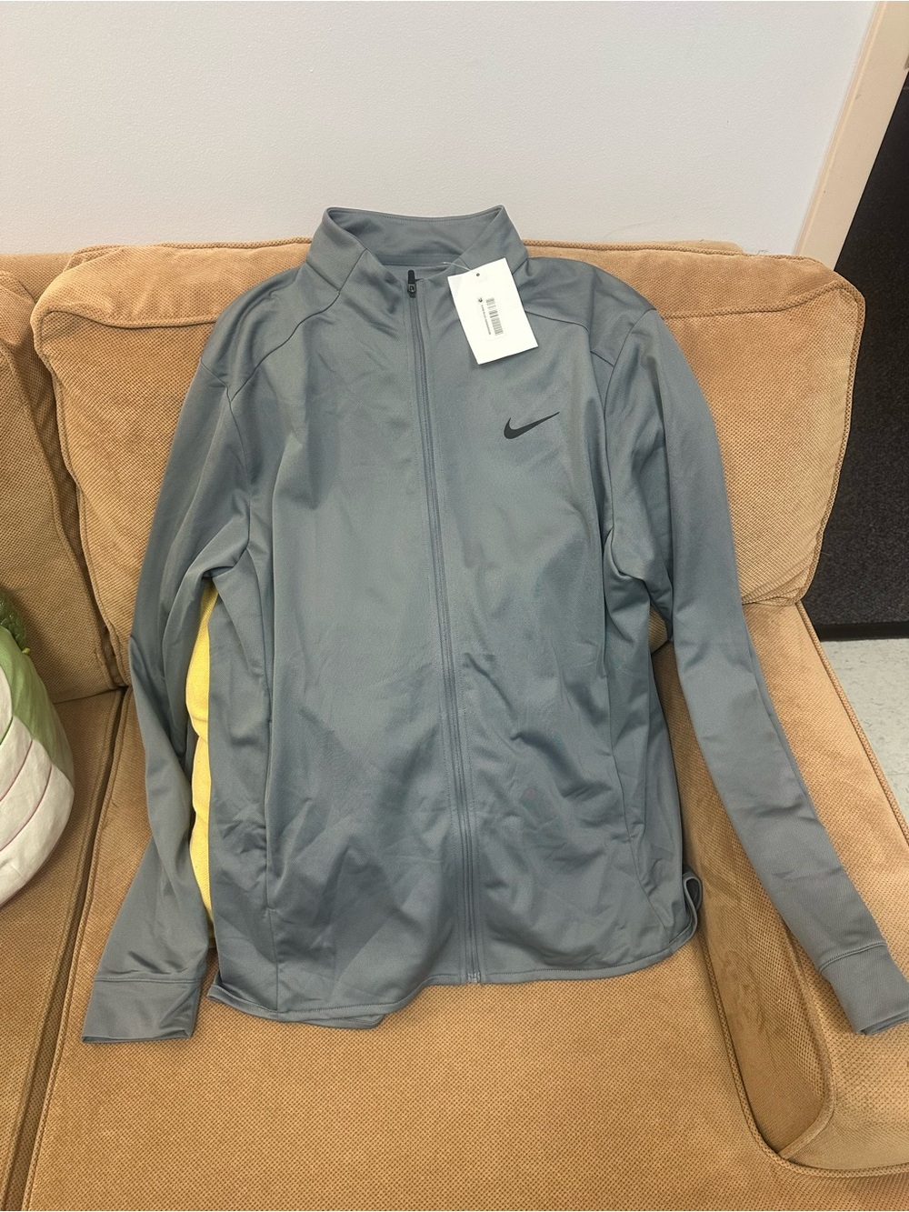 Nike Light Gray Dri-FIT Zip-Up Jacket with Black Swoosh